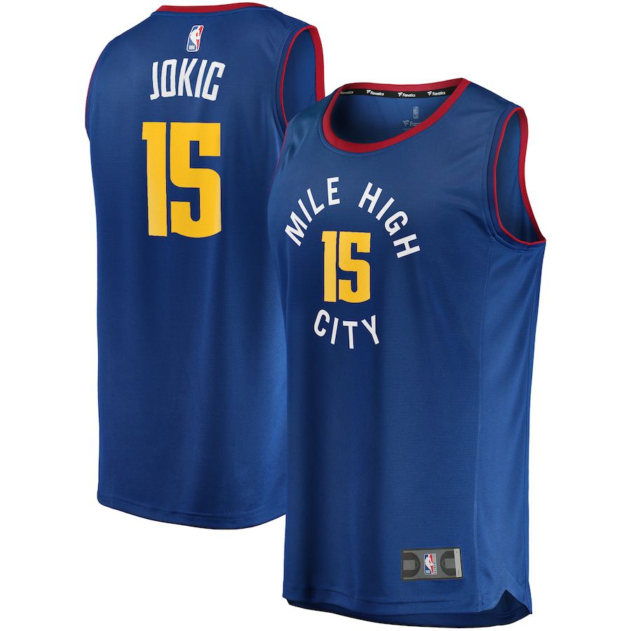 Men Denver Nuggets 15 Nikola Jokic Fanatics Branded Blue Fast Break Replica Player NBA Jersey